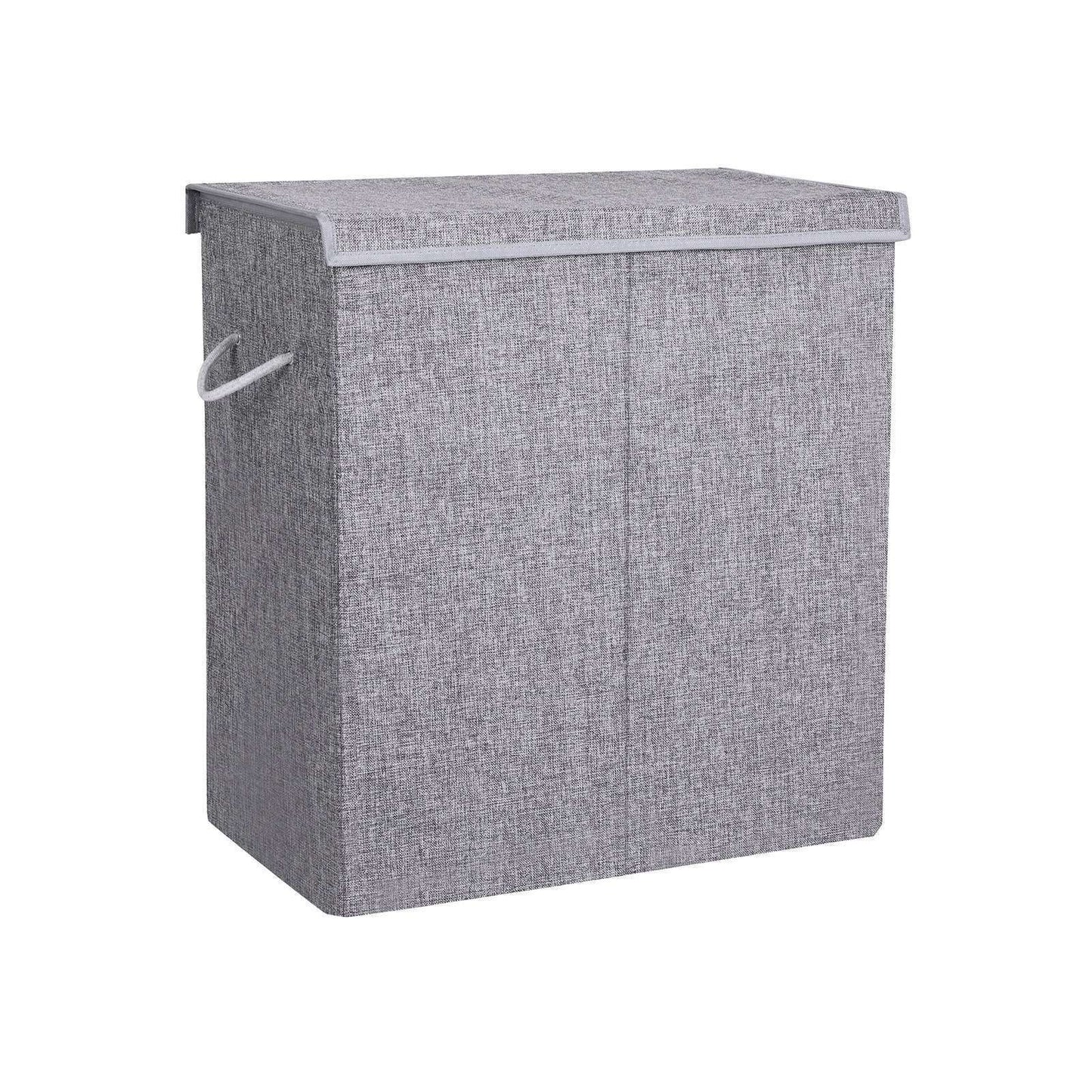 Cesto para roupa suja, 142 L, cesto para roupa suja em imitação de linho, cesto para roupa suja 2 compartimentos, SONGMICS, 1