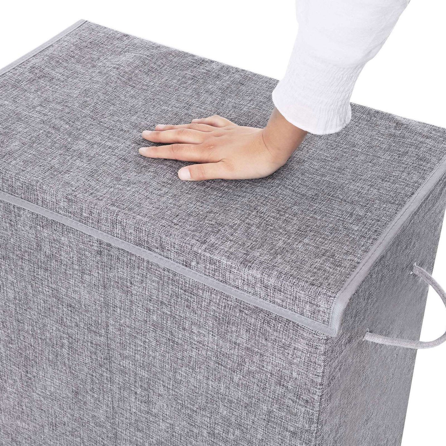 Cesto para roupa suja, 142 L, cesto para roupa suja em imitação de linho, cesto para roupa suja 2 compartimentos, SONGMICS, 6