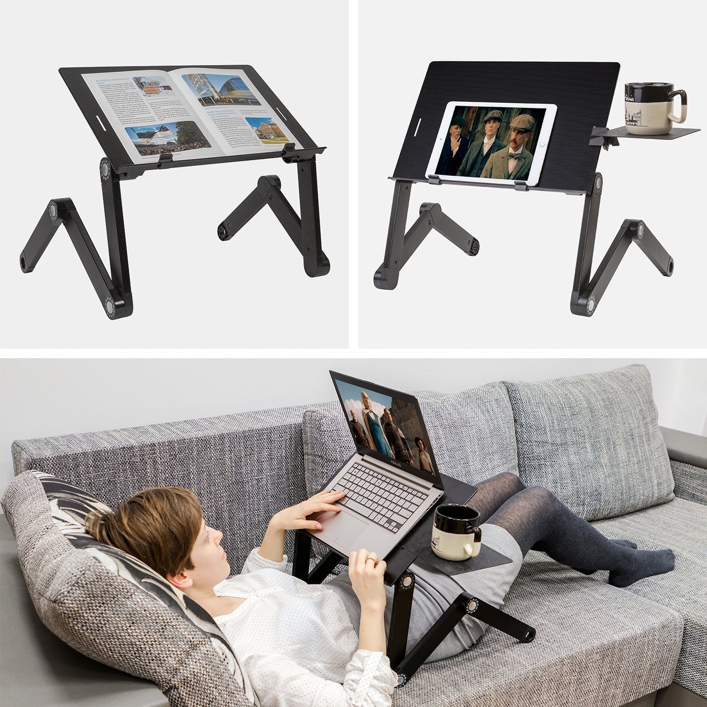 Sofá de mesa para laptop, mesa para laptop, mesa para laptop ajustável em altura, mesa para laptop dobrável, bandeja para mouse, WonderWorker Einstein, 2