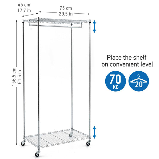 Cabideiro estável, cabideiro sobre rodas, guarda-roupa resistente, cabide, art moon Buffalo, 2