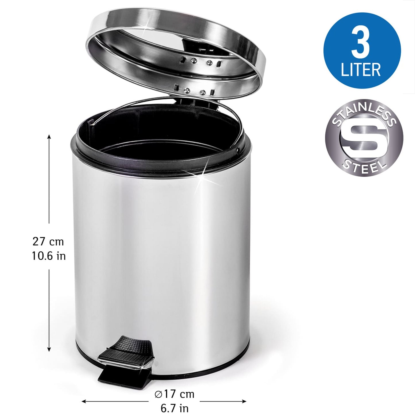 Balde cosmético redondo, aço inoxidável, 3L, art moon Moon, 1