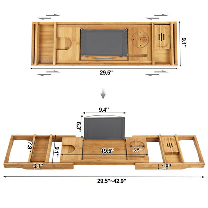 Bandeja de banho de bambu com porta-copos, suporte para livros e porta-saboneteira, SONGMICS, 10