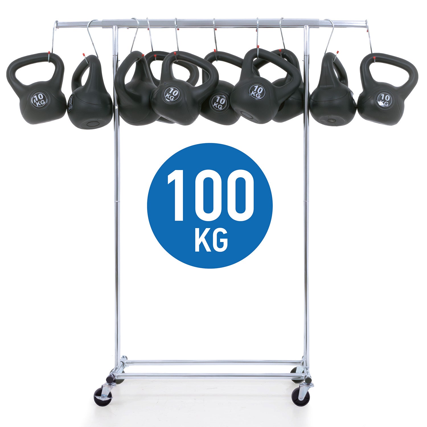 Cabideiro estável, sobre rodas, cabideiro resistente, até 100 kg, Tatkraft Danko, 8
