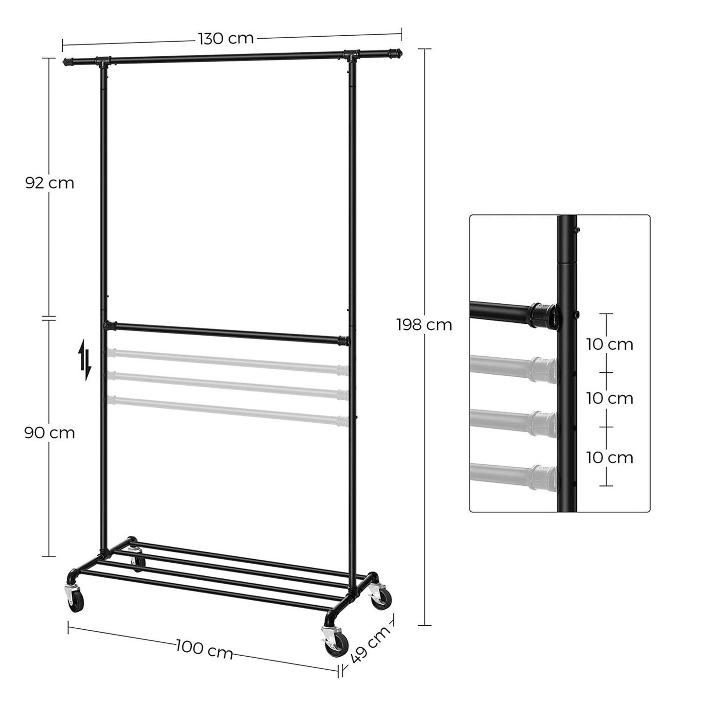 Cabide preto, cabide de metal, cabide de metal, design de cabide, design de cabide, SONGMICS, 1