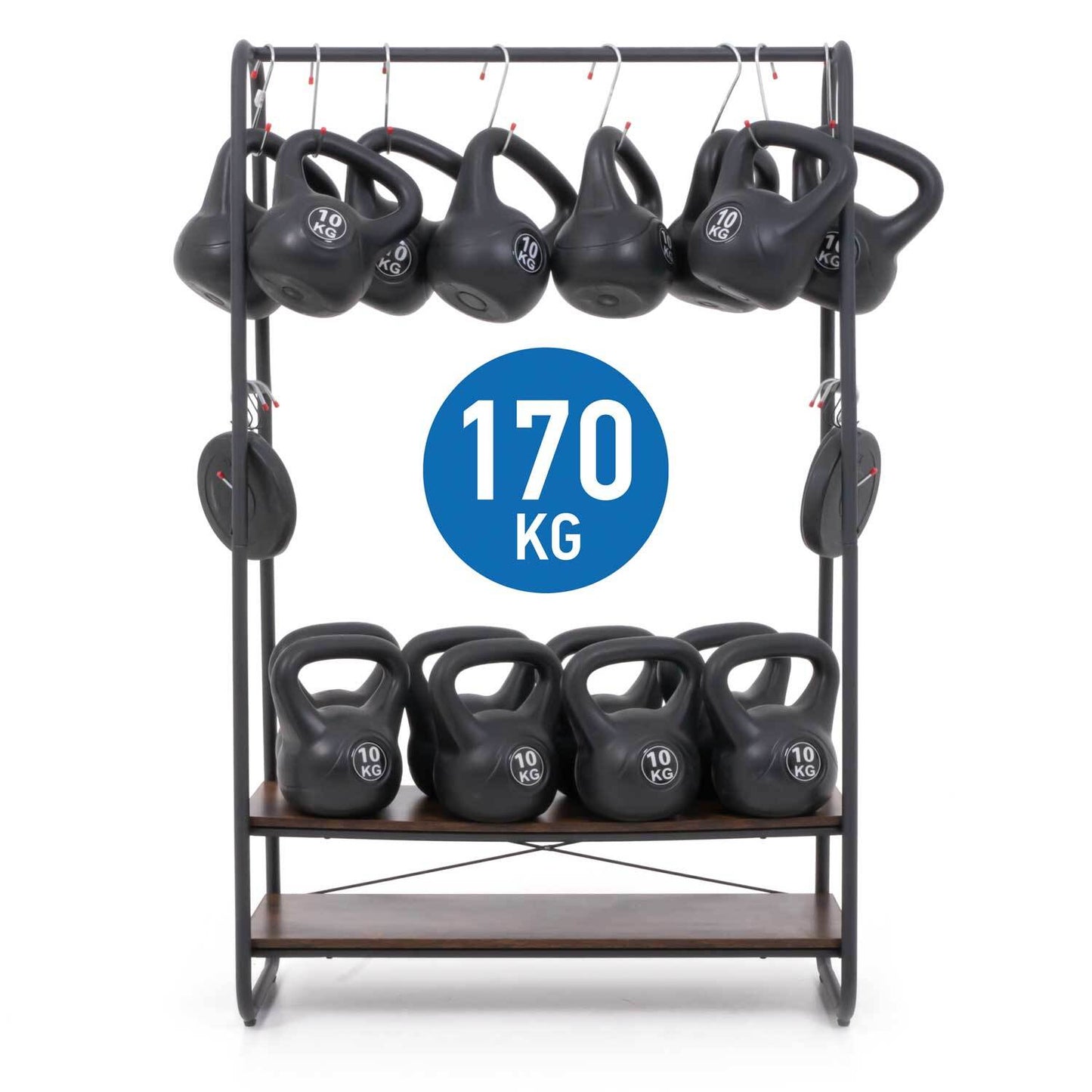 Cabideiro estável, cabideiro resistente, com 2 prateleiras, pode suportar até 170 kg, cabideiro, Tatkraft Anneli, 6
