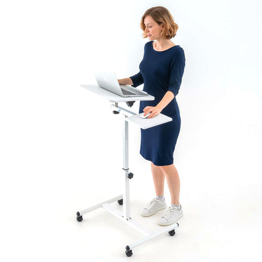Mesa para laptop, mesa para laptop ajustável em altura, sofá para mesa para laptop, altura 72-110 cm, branco, Tatkraft Bianca, 2