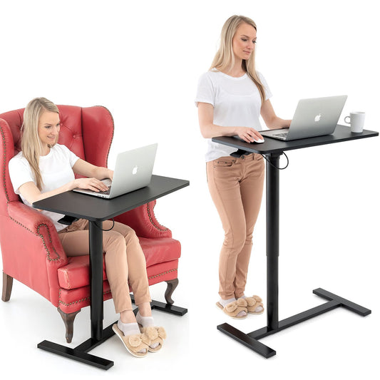 Mesa para laptop ajustável em altura, transporte aéreo, altura 74-115 cm, mesa sobre rodas, Tatkraft Bliss, 1