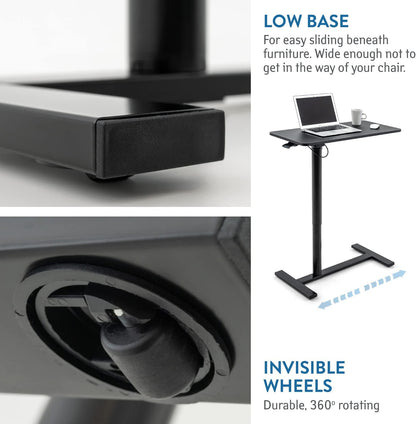 Mesa para laptop ajustável em altura, transporte aéreo, altura 74-115 cm, mesa sobre rodas, Tatkraft Bliss, 6