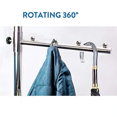 Cabideiro resistente, com sapateira, carrinho de guarda-roupa, varão ajustável e enrolável, aço cromado, Tatkraft Bull, 7