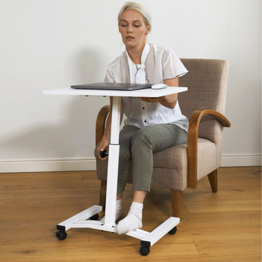 Mesa para laptop, mesa para laptop ajustável em altura, sofá para mesa para laptop, mesa para laptop, branco, Tatkraft Cheer, 2