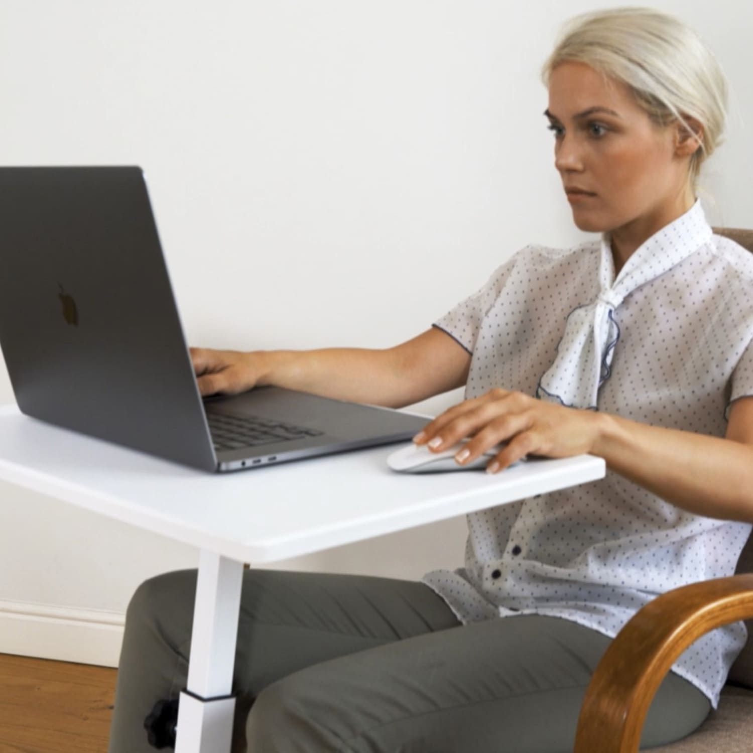 Mesa para laptop, mesa para laptop ajustável em altura, sofá para mesa para laptop, mesa para laptop, branco, Tatkraft Cheer, 8