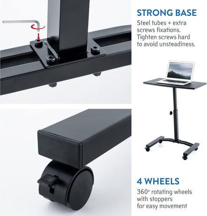 Mesa para laptop, mesa para laptop ajustável em altura, sofá para mesa para laptop, mesa sobre rodas, Tatkraft Dream, 6