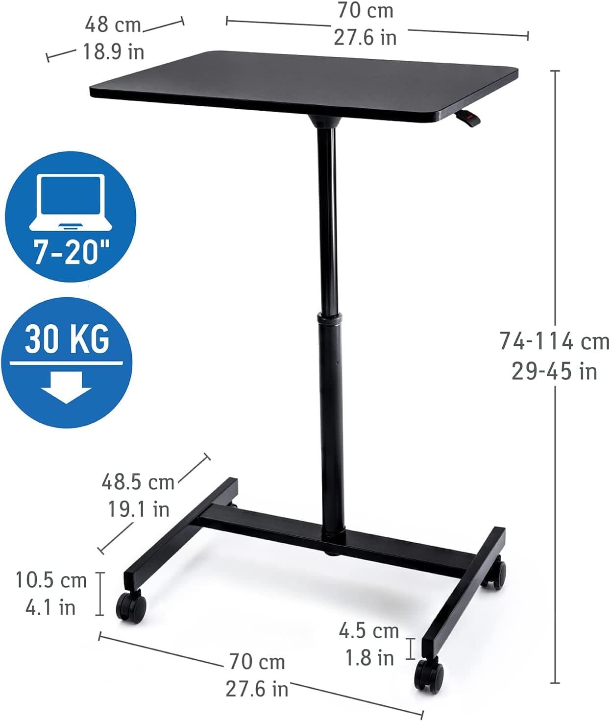 Mesa para laptop, mesa para laptop ajustável em altura, controle de elevação a gás sem esforço, Tatkraft Focus, 5