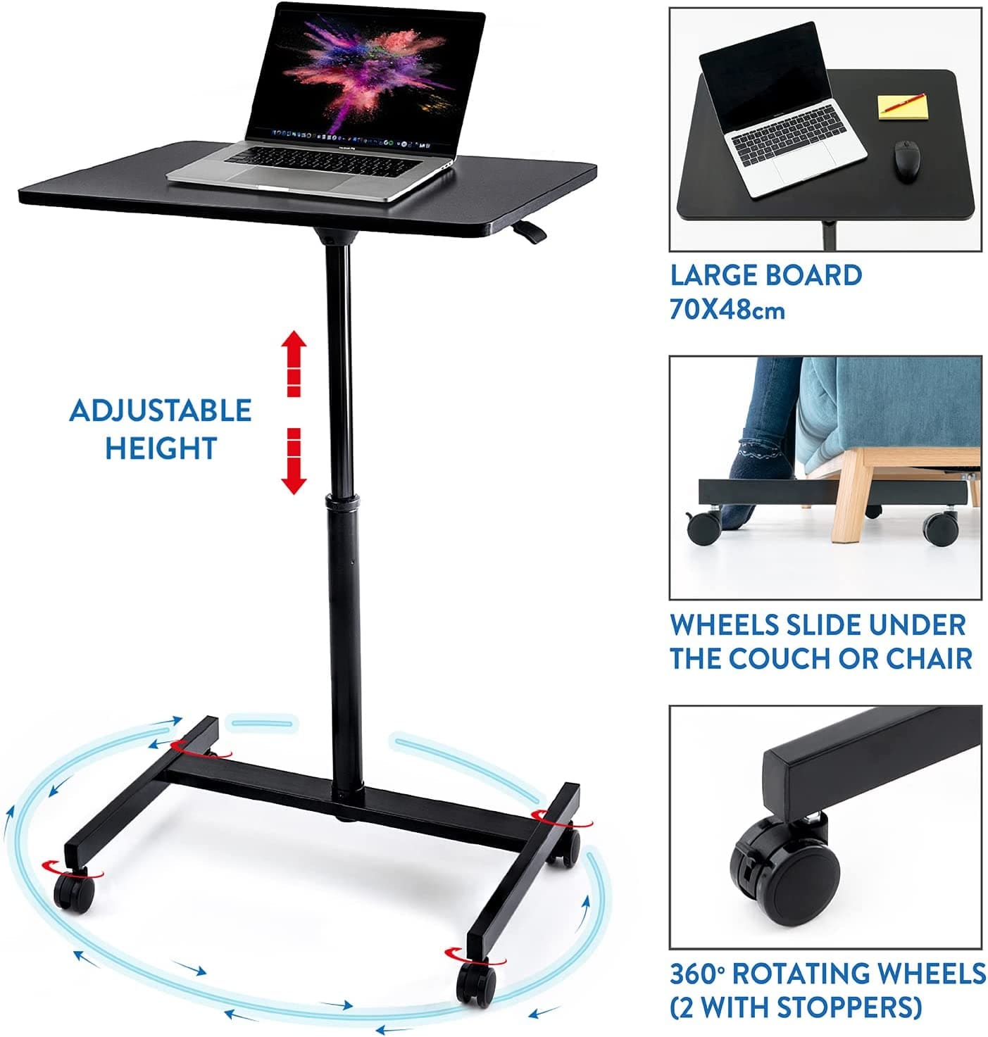 Mesa para laptop, mesa para laptop ajustável em altura, controle de elevação a gás sem esforço, Tatkraft Focus, 6