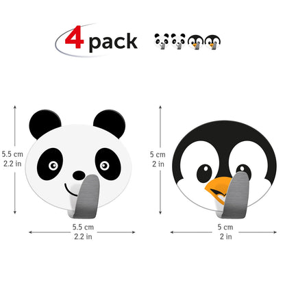 Pacote de 4 ganchos adesivos para crianças, suporte de toalha feito de aço inoxidável, Tatkraft Friends, 3