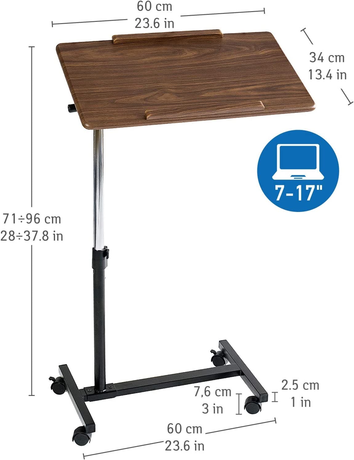 Mesa para laptop, sofá para mesa para laptop, mesa para laptop ajustável em altura, com rodas, Tatkraft Gain, 10