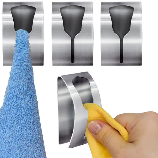 Conjunto de 4 porta-toalhas para banheiro e cozinha, porta-toalha sem furar, prendedor de toalha, Tatkraft Ida, 1