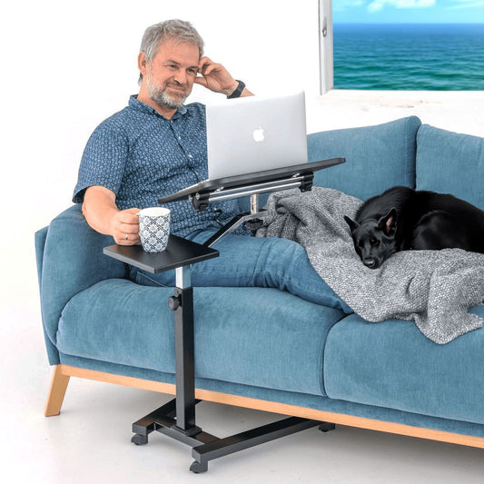 Mesa para laptop, mesa para laptop ajustável em altura, mesa para laptop, sofá para laptop, com rodas, Tatkraft Joy, 1