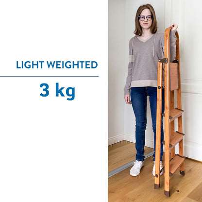 Escada de degraus, escada de 4 degraus, escada estável, carregável até 150 kg, degrau dobrável, Tatkraft Upgrade 4, 5