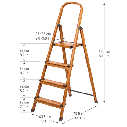 Escada de degraus, escada de 4 degraus, escada estável, carregável até 150 kg, degrau dobrável, Tatkraft Upgrade 4, 6