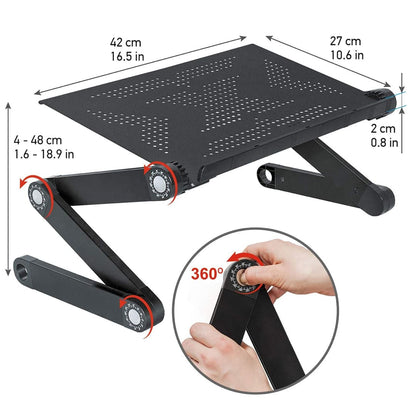 Cama de mesa para laptop, sofá de mesa para laptop, mesa para laptop ajustável em altura, mesa para laptop dobrável, suporte para laptop ajustável, preto, WonderWorker Newton, 8