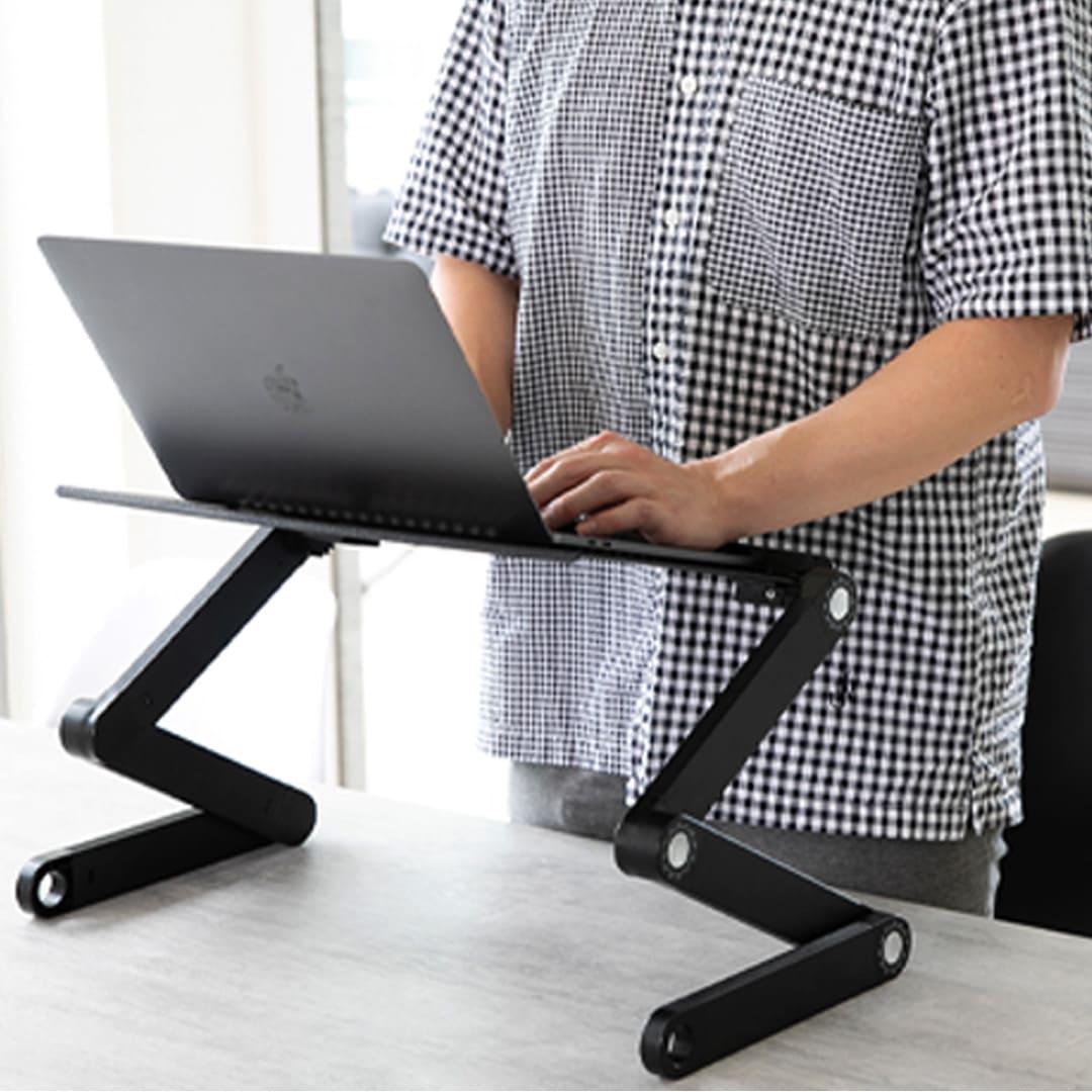 Cama de mesa para laptop, sofá de mesa para laptop, mesa para laptop ajustável em altura, mesa para laptop dobrável, suporte para laptop ajustável, preto, WonderWorker Newton, 7