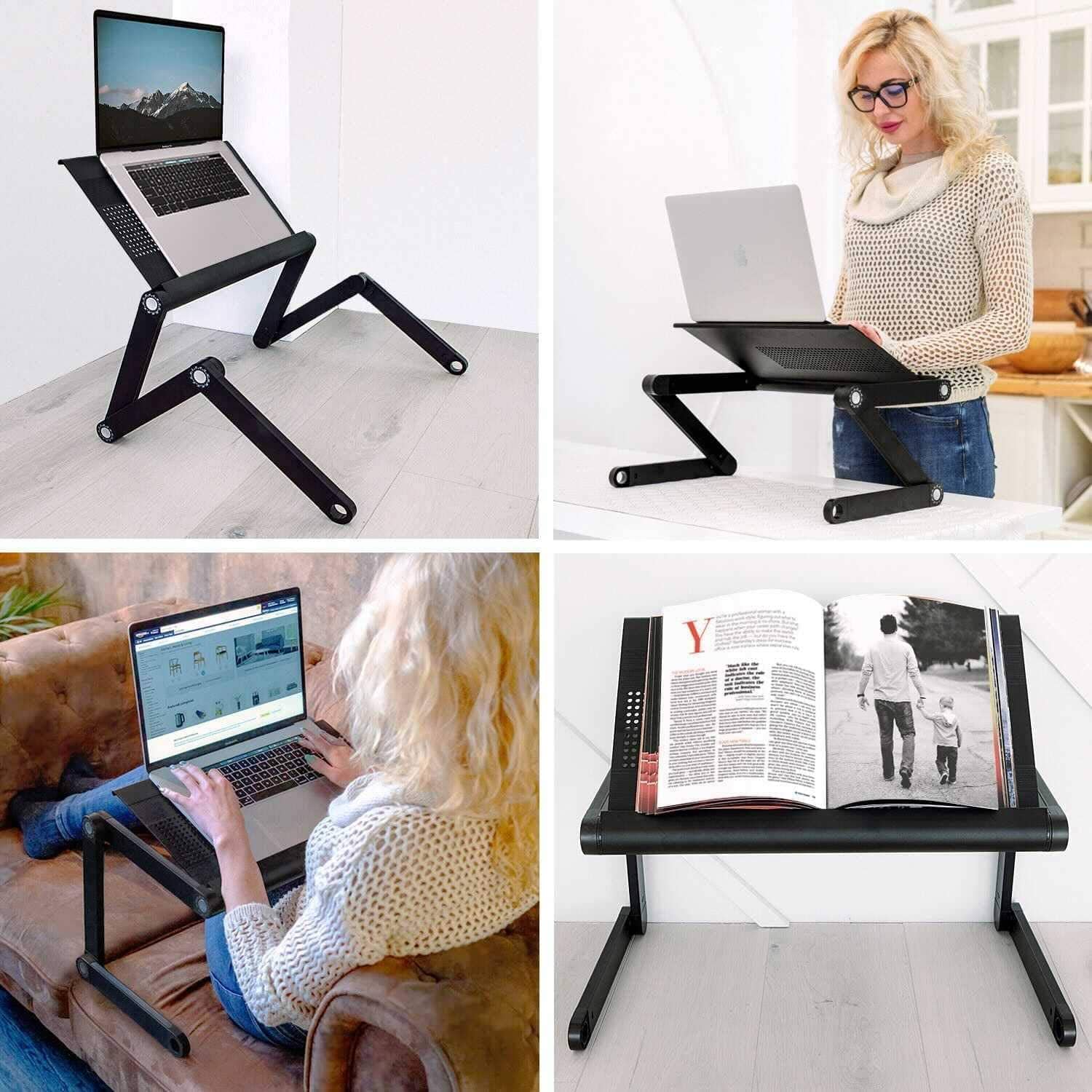 Cama de mesa para laptop, sofá de mesa para laptop, mesa para laptop ajustável em altura, suporte para laptop ajustável, preto, WonderWorker Nobel, 5