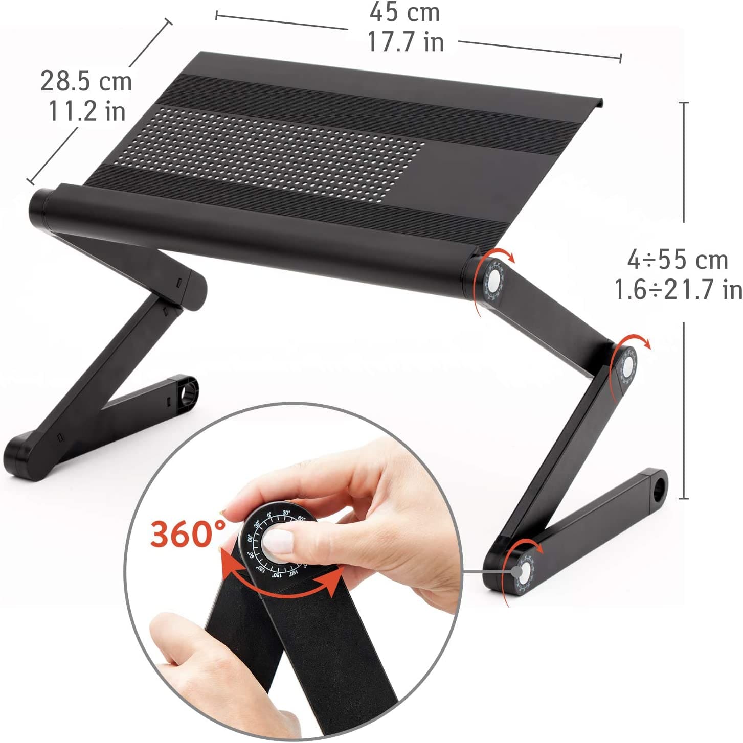 Cama de mesa para laptop, sofá de mesa para laptop, mesa para laptop ajustável em altura, suporte para laptop ajustável, preto, WonderWorker Nobel, 3