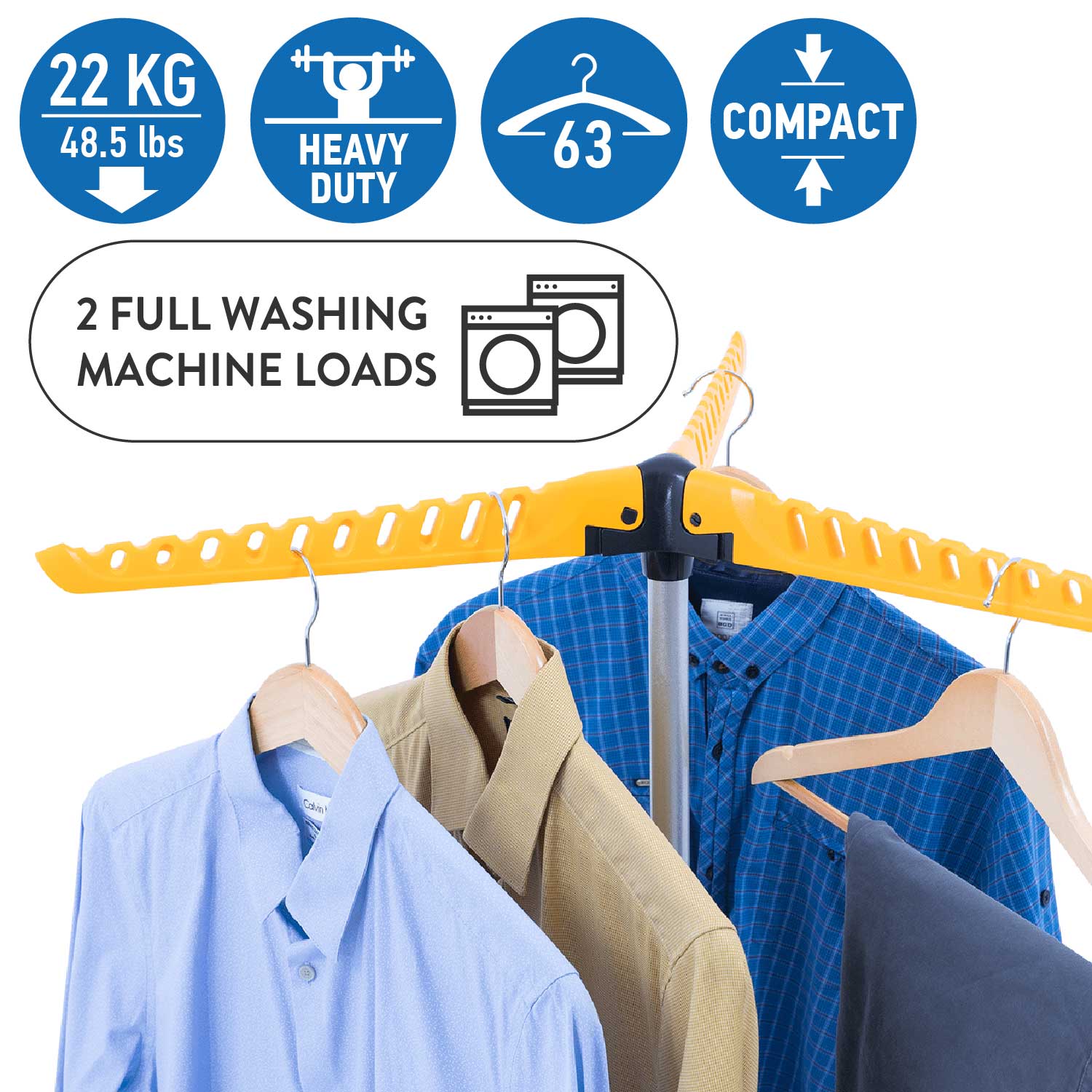 art moon Elm - arejador de roupas resistente com capacidade de carga de até 22 kg, compacto