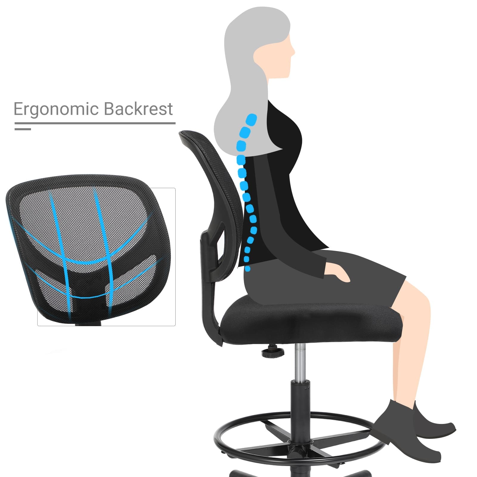 Compre cadeira de escritório, cadeira de conferência, cadeira ergonômica, cadeira dobrável - SONGMICS